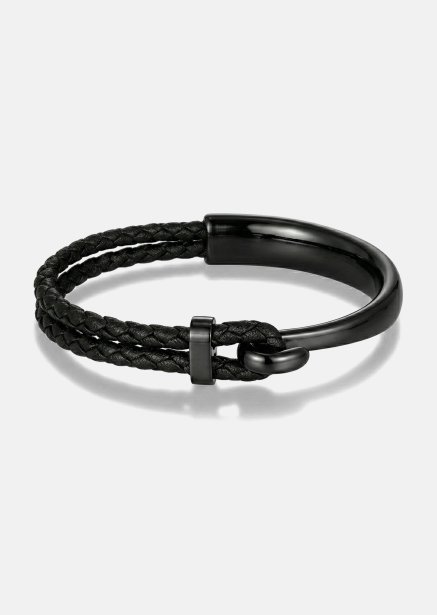 Leren armband Obsidian Link