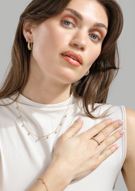 Oorbellen Crystal Hoops - 18k Verguld