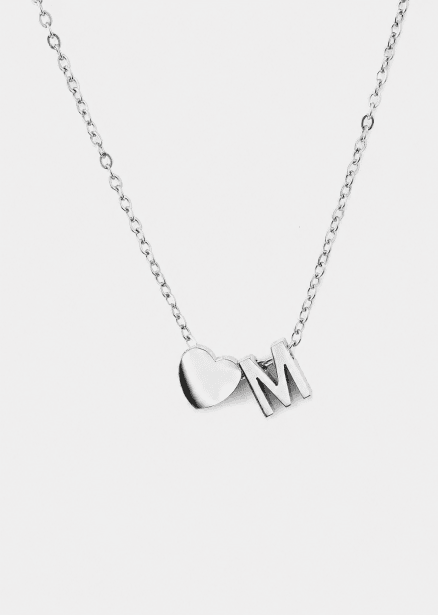 Ketting Heart Letter - Verzilverd