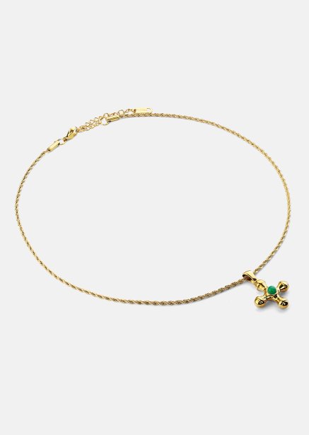 Emerald Cross Green Ketting – 18k Verguld