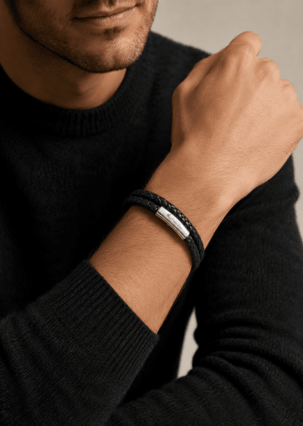 Leren armband Titan Thread