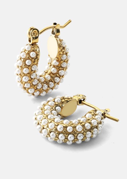 Chunky Pearl Hoop Oorbel - 18k Verguld
