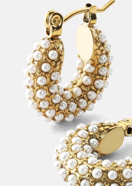 Chunky Pearl Hoop Oorbel - 18k Verguld