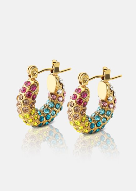Colored Pearl Hoop Oorbel - 18k Verguld