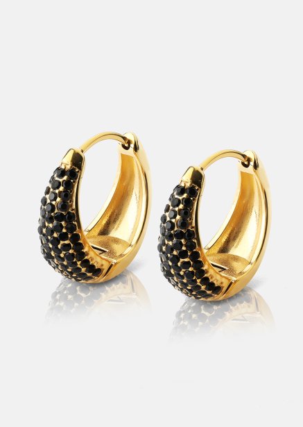 Oorbel Dark Crystal Hoop - 18k Verguld