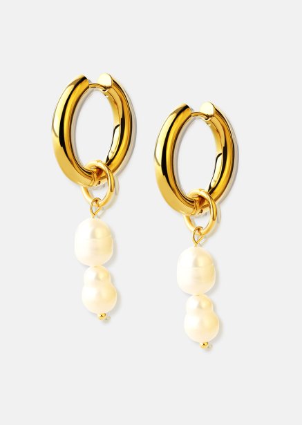 Oorbel Dark Pearl Duo Drop - 18k Verguld