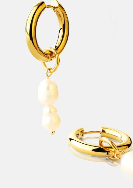 Oorbel Dark Pearl Duo Drop - 18k Verguld