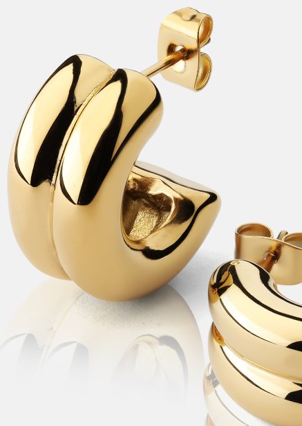 Oorbel Bold Curve - 18k Verguld