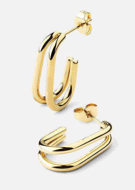 Oorbellen Loop Duo – 18k Verguld