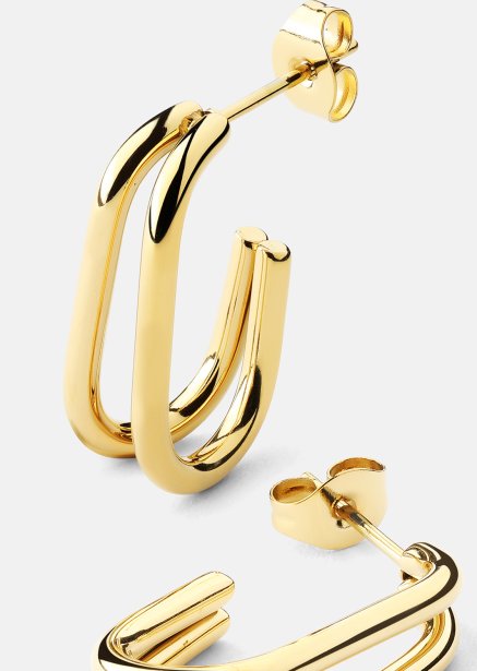 Oorbellen Loop Duo – 18k Verguld