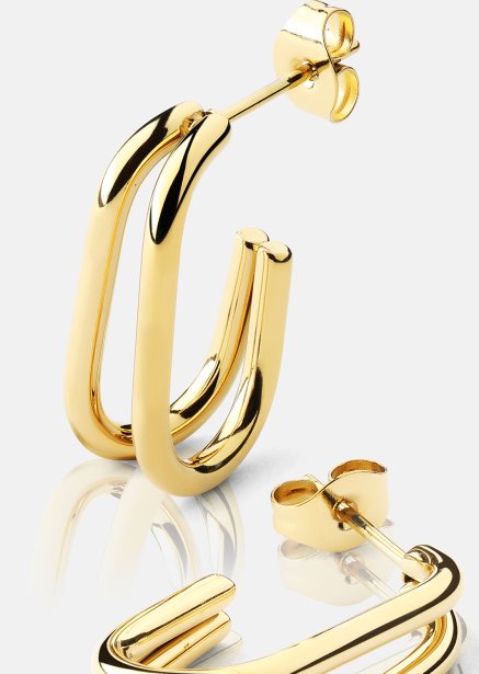 Oorbellen Loop Duo – 18k Verguld