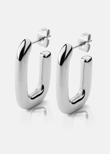 Oorbel Chunky Rectangle - Steel