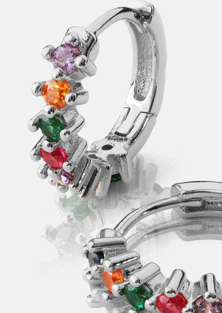 Oorbel Multicolor Shine - Verzilverd
