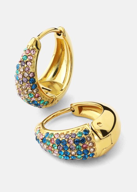 Oorbel Multicolor Crystal Bold Hoops - 18k Verguld