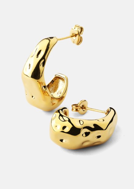 Oorbellen Molten Hoop – 18k Verguld