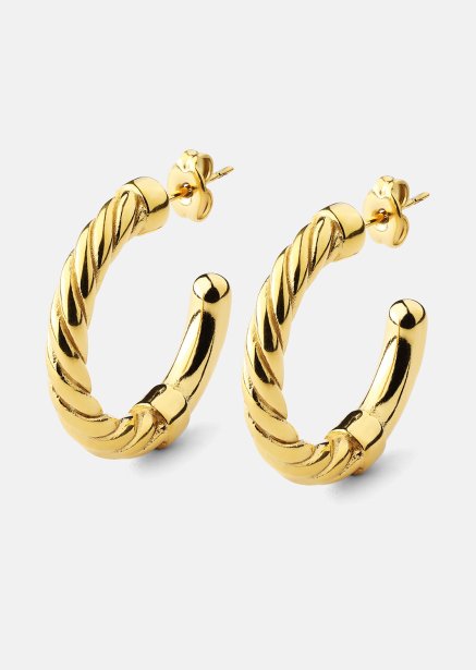 Oorbellen Twistade Hoops – 18k Verguld