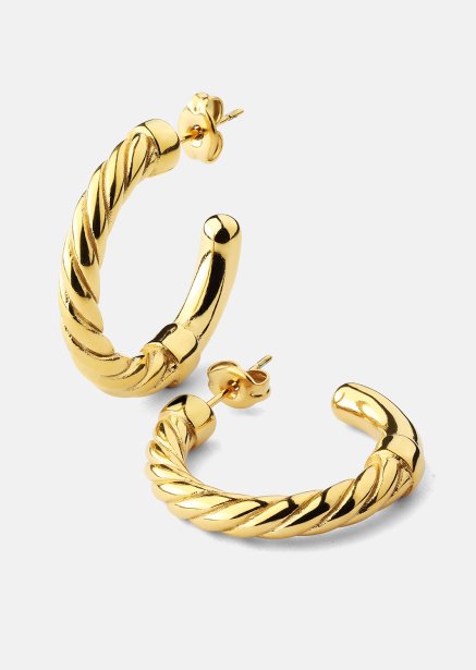 Oorbellen Twistade Hoops – 18k Verguld