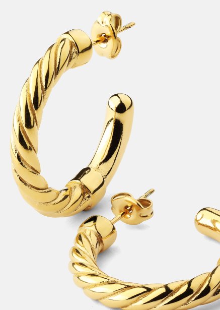 Oorbellen Twistade Hoops – 18k Verguld