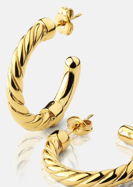 Oorbellen Twistade Hoops – 18k Verguld