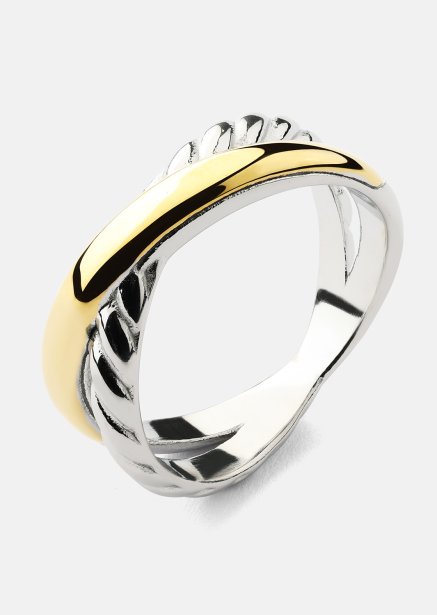 Ring Golden Silver Twist- 18k Verguld