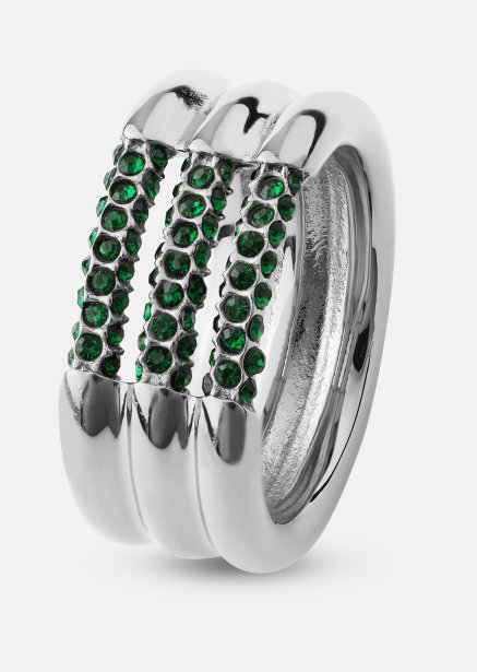 Ring Green Lumière - Verzilverd