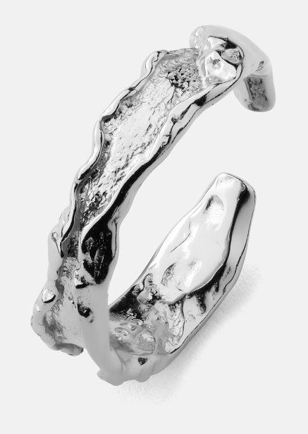 Ring Raw Texture - Verzilverd