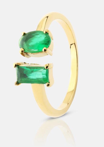 Ring Emerald Duo - 18k Verguld