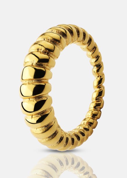 Ring Bold Ribbed - Verguld met 18k goud