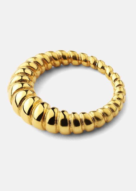 Ring Bold Ribbed - Verguld met 18k goud