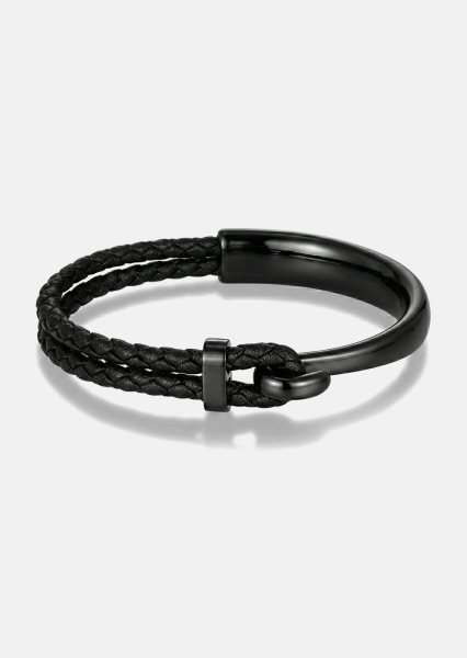 Leren armband Obsidian Link