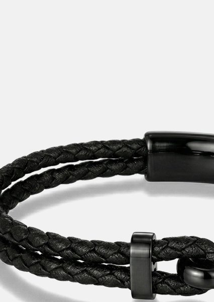 Leren armband Obsidian Link