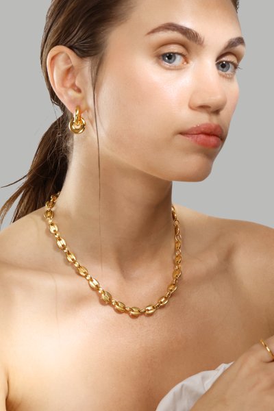 Oorbellen Chunky Link – 18k Verguld