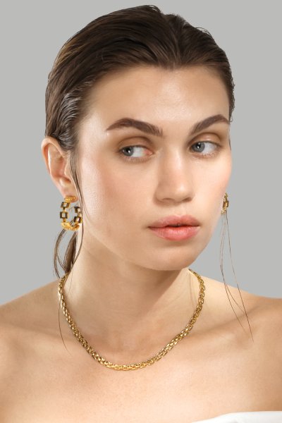 Oorbel GeoHoops - 18k Verguld