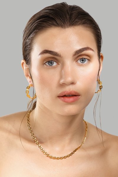 Oorbel GeoHoops - 18k Verguld