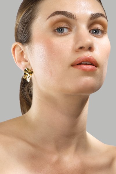 Oorbel Golden Ripple Studs - 18k Verguld