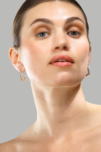Oorbel Chunky Rectangle - Steel