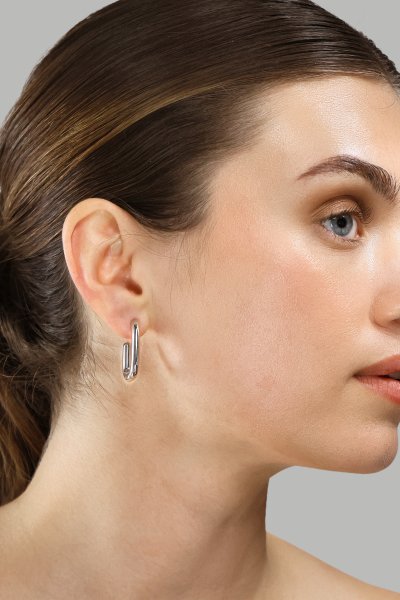 Oorbel Chunky Rectangle - Steel