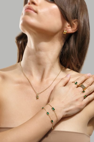 Ring Emerald Duo - 18k Verguld