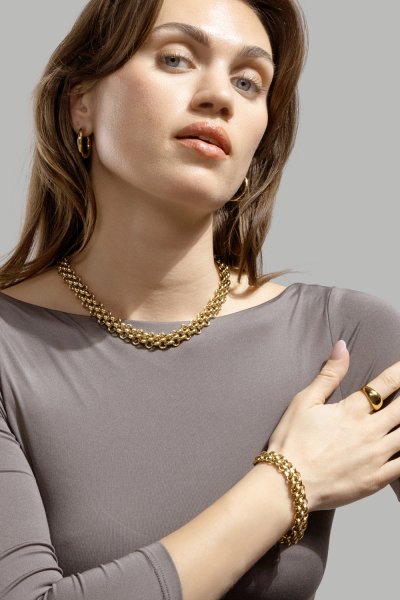 Ketting Bold Weave - 18k Verguld
