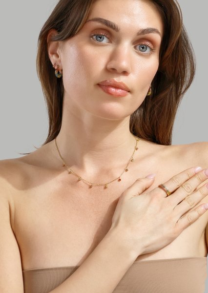 Colored Pearl Hoop Oorbel - 18k Verguld