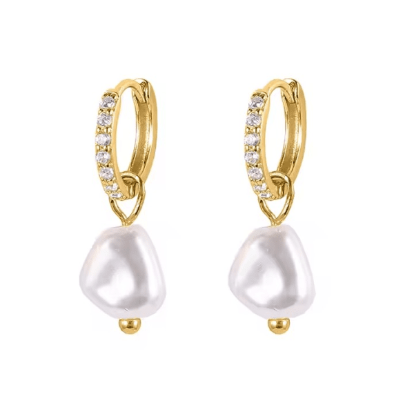 Pearl Charm Oorbellen – 18k Verguld