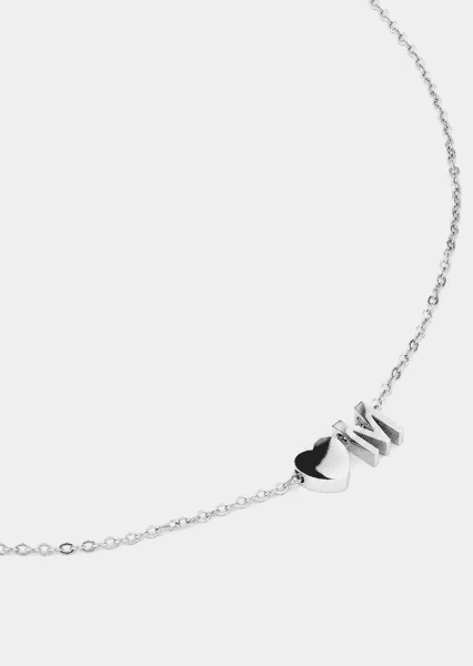 Ketting Heart Letter - Verzilverd