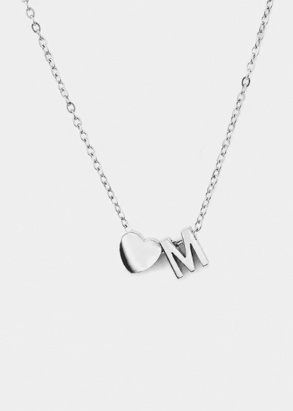 Ketting Heart Letter - Verzilverd