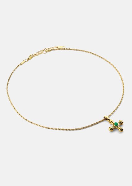 Emerald Cross Green Ketting – 18k Verguld