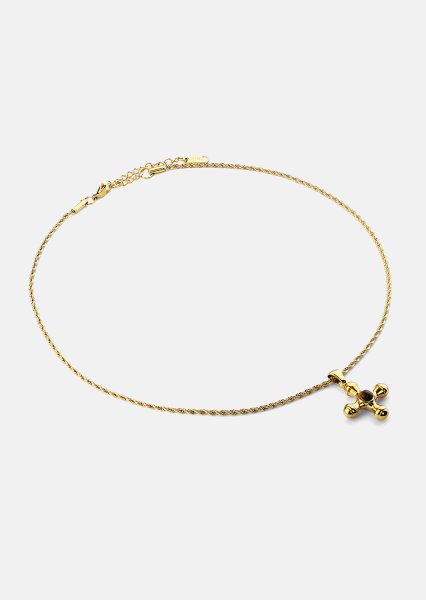 Emerald Cross Brown Ketting – 18k Verguld