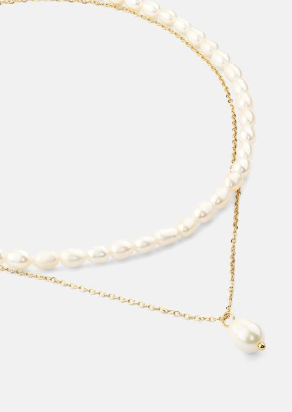 Kettin Duo Pearl & Gold - 18k Verguld