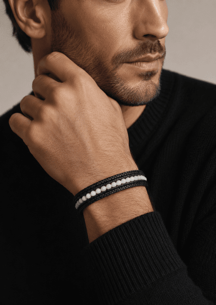 Leren armband Titan Leaf
