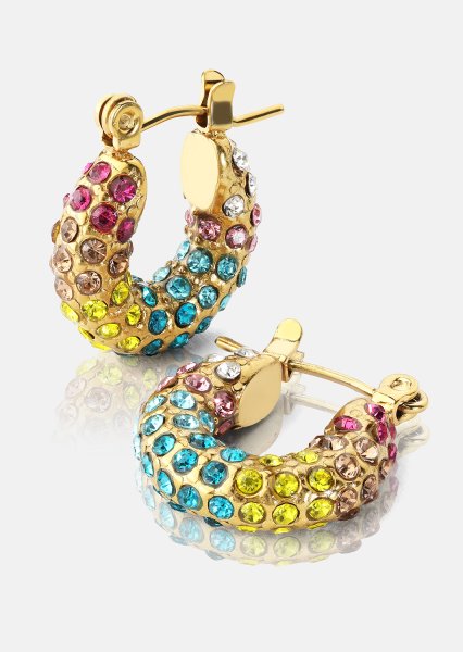 Colored Pearl Hoop Oorbel - 18k Verguld