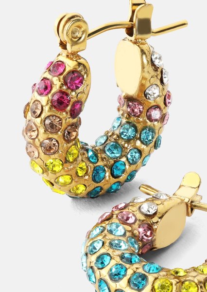 Colored Pearl Hoop Oorbel - 18k Verguld