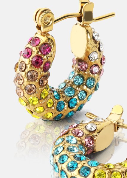Colored Pearl Hoop Oorbel - 18k Verguld